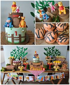 winnie the pooh birthday cake and decorations