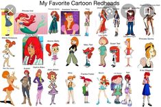 an image of cartoon characters that are in different positions and sizes, all with their names