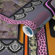 an assortment of wallpapers with different patterns and colors on them, including pink, purple, orange, black and white