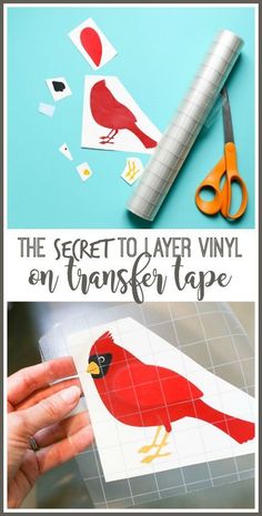 the secret to layer vinyl on transfer tape is that you can use scissors and other crafting supplies