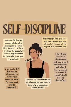 a woman's self - discipline poster with the words self - discpline