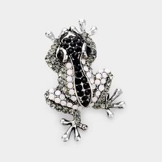 Style No : [436501] Br14603-As Color : Antique Silver, Black Theme : Reptile Size : 1" X 1.5" Crystal Rhinestone Pave Flog Brooch Silver Party Enamel Pin, Antique Costume Jewelry, Black Theme, Crystal Rhinestone, Antique Gold, Costume Jewelry, Brooches, Black Silver, Antique Silver