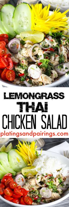 lemongrass thai chicken salad with cucumbers and tomatoes