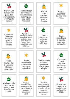 spanish christmas cards with the names and numbers for each holiday season, including santa's day