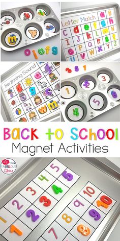 the back to school magnet activities are great for learning letters and numbers with this fun activity