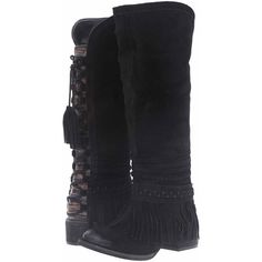 Obsessed With These Gorgeous Boots. Brand New Naughty Monkey Zarape Chelsea Black Suede Boots. Fringe & Braided Trim Elevate These Tall Knee High Boots With Woven Serape Textile Back Panel. Burnished Distressed Toe. Pull On Style With Lace-Up Corset Style Back & Tassel Detail. Block Heel. Size: 6.5m (Runs Slightly Smaller) Heel Height: 1 3/4” Shaft Height: 15 1/2” Shaft Circumference: 16” Retail: $164.99 Brand New, No Box. No Wear To The Soles. Couple Tiny Marks From Trying On/Storage. Tags: Boh Fitted Black Boots For Festivals, Edgy Black Suede Boots, Black Fringe Boots, Camo Boots, Taupe Boots, Spring Boots, Lace Up Wedges, Fringe Boots, Black Suede Boots