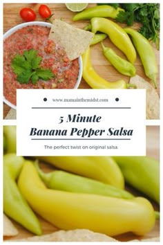 the ingredients for 3 minute banana pepper salsa