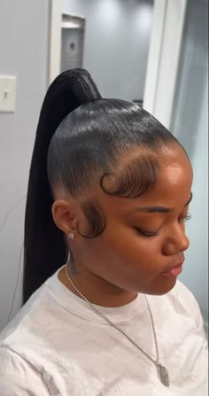 Slicked Up Ponytail, Prom Hair Ponytail High Pony Slick, Slick Black Hairstyles, Top Ponytail Black Women, Slick Ponytail Weave