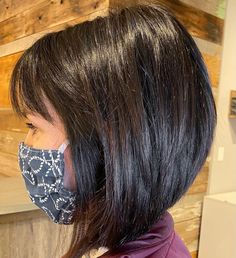 Long Stacked Bob Haircut With Bangs, Angled Long Bob With Bangs, Stacked Bob For Thick Hair, Stacked Angled Bob Haircut For Fine Hair, Medium Bob Hairstyles With Bangs, Medium Stacked Bob Hairstyles, Angled Bob Haircuts With Bangs, Long Stacked Bob, Angled Bob With Bangs