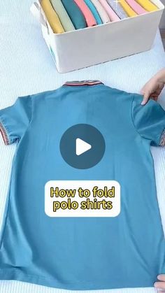 someone is holding onto a t - shirt that says how to fold polo shirts