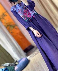 "【Fabric】 linen 【Color】 purple, black, orange 【Size】 Shoulder width 42cm/ 16\" Bust 110cm / 42\" Clothing length 116cm / 45\" Note: the effect of each monitor is different, there will inevitably be color difference, please pay attention to the buyer. Washing & Care instructions: -Hand wash or gently machine washable do not tumble dry -Gentle wash cycle (40oC) -If you feel like ironing (although should not be necessary) , do it with steam or while the dress is still slightly wet -Do not bleach If Long Dresses Long Sleeve, Linen Kaftan, Divided Skirt, Linen Dress Women, Long Blue Dress, Long Red Dress, Dress Retro, Linen Color, Dress Linen