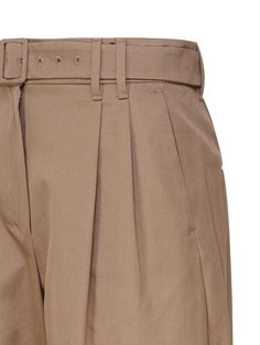 -Cotton trousers -Zip and button closure -High-waisted band with belt loops -Loose fit -Made in Italy -Colour: CamelComposition: 100% Cotton High Waist Bottoms With Belt Detail For Work, Belted Cuff Trousers, Belted Cuffs Straight Pants, Classic Bottoms With Belt, Elegant Tapered Leg Bottoms With Belt Detail, Workwear Bottoms With Belt And Tapered Leg, Tapered Leg Workwear Bottoms With Belt, Classic Belted Tapered Leg Pants, Classic Tapered Leg Belted Pants