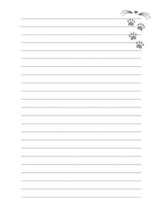 a lined paper with paw prints and lines