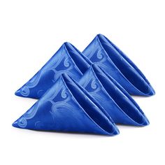 three blue napkins sitting on top of each other