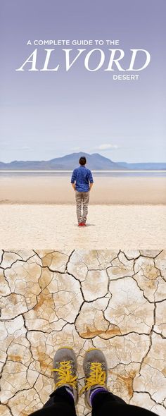 a person standing in the middle of a desert with their feet up on the ground