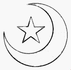 the crescent and star are drawn in pencil