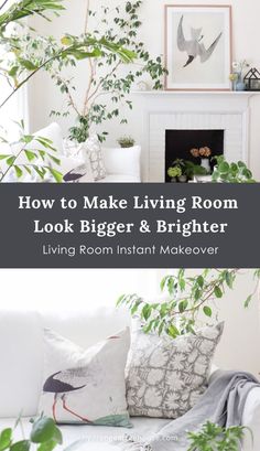 the living room is decorated in white and green