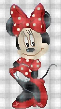 a cross stitch mickey mouse in red and black