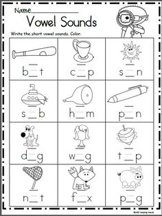 worksheet for beginning and ending the letter sounds with pictures to help students learn how to read them