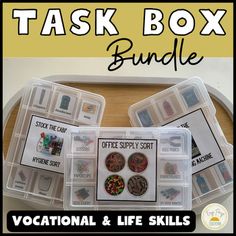 CBI | Job Skills | Life Skills | Vocational Education| Special EducationThis task box bundle is a great addition to any special education classroom! Task boxes support students to develop and practice important life skills such as problem-solving, decision-making, communication, fine motor, independent and many other skills. The task box is designed to provide fun, engaging activities that help students learn and practice essential life skillsIncludes:STOCK THE VENDING MACHINESTOCK THE CABINET ( Task Boxes For Special Education, Vocational Tasks, Important Life Skills, Vocational Education, Vocational Skills, Job Skills, Iep Goals, Busy Boxes, Life Skills Special Education