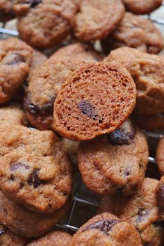 chocolate chip cookies cooling on a wire rack