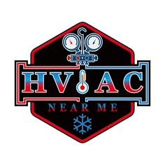 the logo for hv ac near me with snowflakes on it and a clock