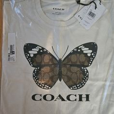 Womans Coach Butterfly Shirt New Firm Price Coach Clothes, Coach Butterfly, Coach Outfits, Coach Shirt, Dino Tee, Coach Shirts, Butterfly Shirt, Mickey Shirt, Butterfly Shirts