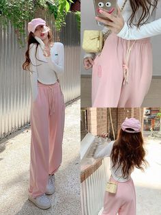 Material: Cotton, Polyester Size size Waist Hips Pant Length S S 60+cm 98cm 93cm M M 62+cm 102cm 94cm L L 64+cm 106cm 95cm XL XL 66+cm 110cm 96cm Jogging Pants Outfit Korean, Korean Fashion Pink, College Outfits Korean, Cute Letter, Sweatpants Women, Mode Rose, Pink Pleated Skirt, Preppy Pink, Sweatpants Outfit