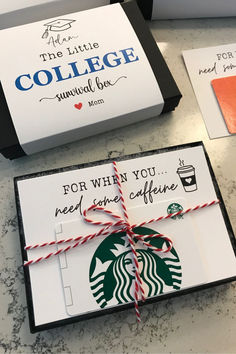 two starbucks gift cards tied with twine