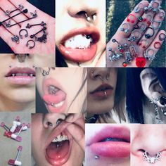 a collage of images with various piercings on them