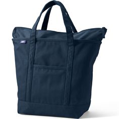 Life is easier when you have a roomy reliable bag. Something strong well-made and stylish will come in handy when you're heading to the library going to pilates class or running errands on the weekend. Enter the Lands' End Canvas Zip Top Tote Bag. Made from pure cotton this zippered bag will last through all of life's adventures. It can hold up to 500 pounds - we've tested it to make sure - so it can easily handle your everyday supplies. The water-repellent base and trim won't get soggy if you s Sporty Navy Standard Backpack, Functional Navy Bag With Zipper Pocket, Functional Canvas Softback Bag, Navy Sporty Bag For Everyday Use, Functional Canvas Bag With Reinforced Handles For Daily Use, Functional Canvas Bag With Zipper Pocket, Functional Canvas Bag With Reinforced Handles For School, Sporty Navy Bag For Everyday Use, Sporty Canvas Bag With Zipper Pocket