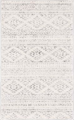 an area rug with white and gray colors