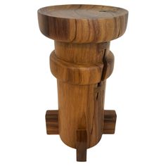 a wooden stool with two legs on it