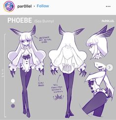 an anime character's design for the project phoebe