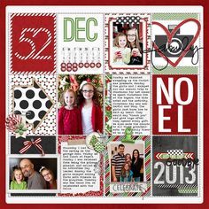 a scrapbook page with christmas pictures and words on it, including an image of two children