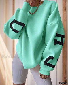 Fredar - Exquisite Womens Thickened Long Sleeve Sweatshirt, Crafted with Superior Quality and Contemporary Fashion Womens Sweatshirts Fashion, Winter Streetwear, Winter Pullover, Letter Print Sweatshirt, Loose Pullover, Estilo Chic, Sweatshirt Women, Oversized Sweatshirt, Print Pullover