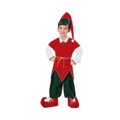 a young boy dressed in an elf costume