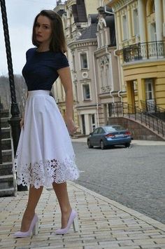 New Look Skirts, Chique Outfits, 자수 디자인, White Skirt, Mode Inspiration, White Skirts, Skirt Outfits