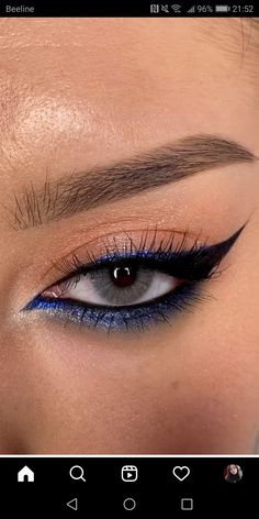 Prom Makeup For A Royal Blue Dress, Navy And Silver Makeup, Smoky Blue Eye Makeup, Blue And Black Eye Makeup, Navy Blue Prom Makeup, Blue And Black Makeup, Royal Blue Makeup Looks, Dark Blue Eyeshadow, Blue Prom Makeup