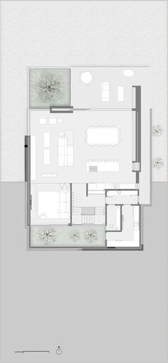 the floor plan for this modern house is shown in black and white, with lots of windows