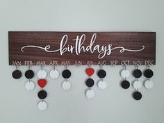 a wooden sign that says birthdays hanging on the wall