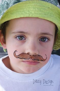 Mustache Easy Face Painting Designs, Festival Face Paint, Face Painting For Boys, Festival Face