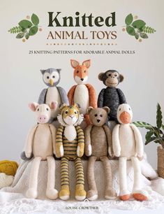 the knitted animal toys book is on display