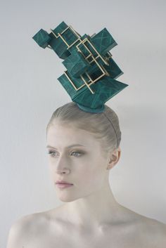 Paper and Wood Headpiece by misassembled.com - Geometric, Origami Fashion Paper Headpiece, Wearable Architecture, Clay Minerals, Paper Structure, Geometric Origami, Abstract Fashion, Fashion Moodboard, Useful Origami