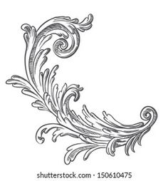 the letter c is made up of swirls and leaves, vintage line drawing or engraving