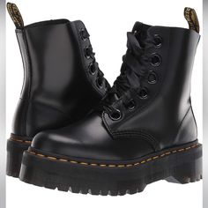 Black Leather Doc Marten Platform Combat Boots.. Never Worn Out Of The House.. No Box . Us Size 7.. I’m A 7.5 And They Fit But Need To Be Worn In Goth Thrift, Doc Marten Platform, Doc Martens Platform, Arcane Oc, Shoes Doc Martens, Black Doc Martens, Doc Martins Boots, Doc Marten Boots, Black Platforms