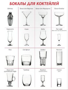 the different glasses are labeled in russian