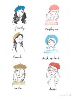 Beret Illustration, Beret Drawing, Baret Outfit, Beret Outfits, Illustration Moodboard, How To Wear A Beret, Emma Block, Beret Outfit, Hat Illustration