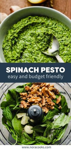 spinach pesto is an easy and budget - conscious side dish