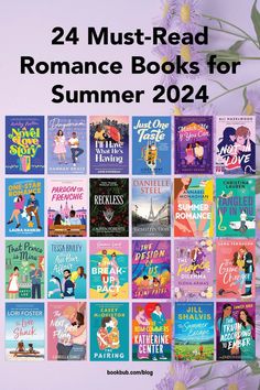 the book cover for 24 must read romance books for summer 2012, with flowers in front